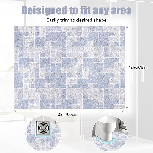 Miniatura 6 de Tapete de ducha antideslizante grande para bañera de 24 x 32 pulgadas, tapete de ducha de lufa para ducha interior, almohadilla de masaje de pies