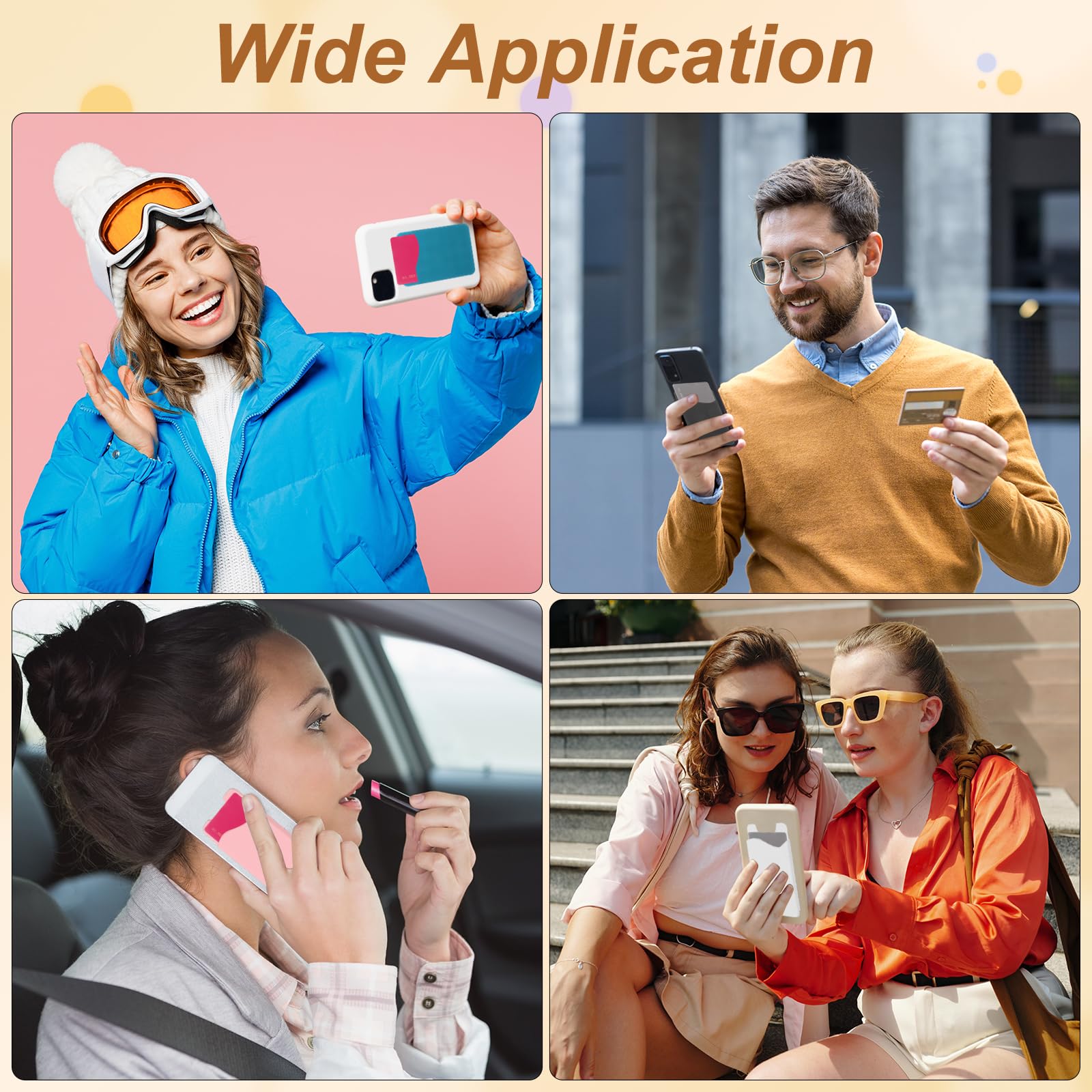 QUARKZMAN 2 Pezzi Portacarte A Ventosa Per Telefono, Portacarte A Ventosa In Silicone Con Slot Per Carta Per Cellulare, Rosa