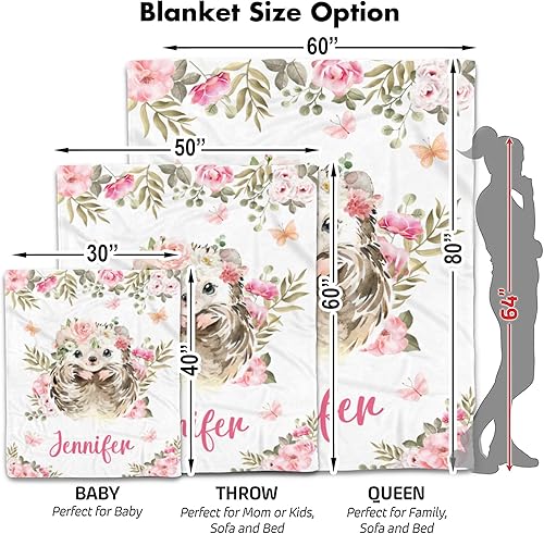 Miniatura 2 de Manta de erizo personalizada, manta de erizo rosa, manta de erizo, mantas de erizo, erizo de guardería, erizo infantil, forro polar de erizo, ropa