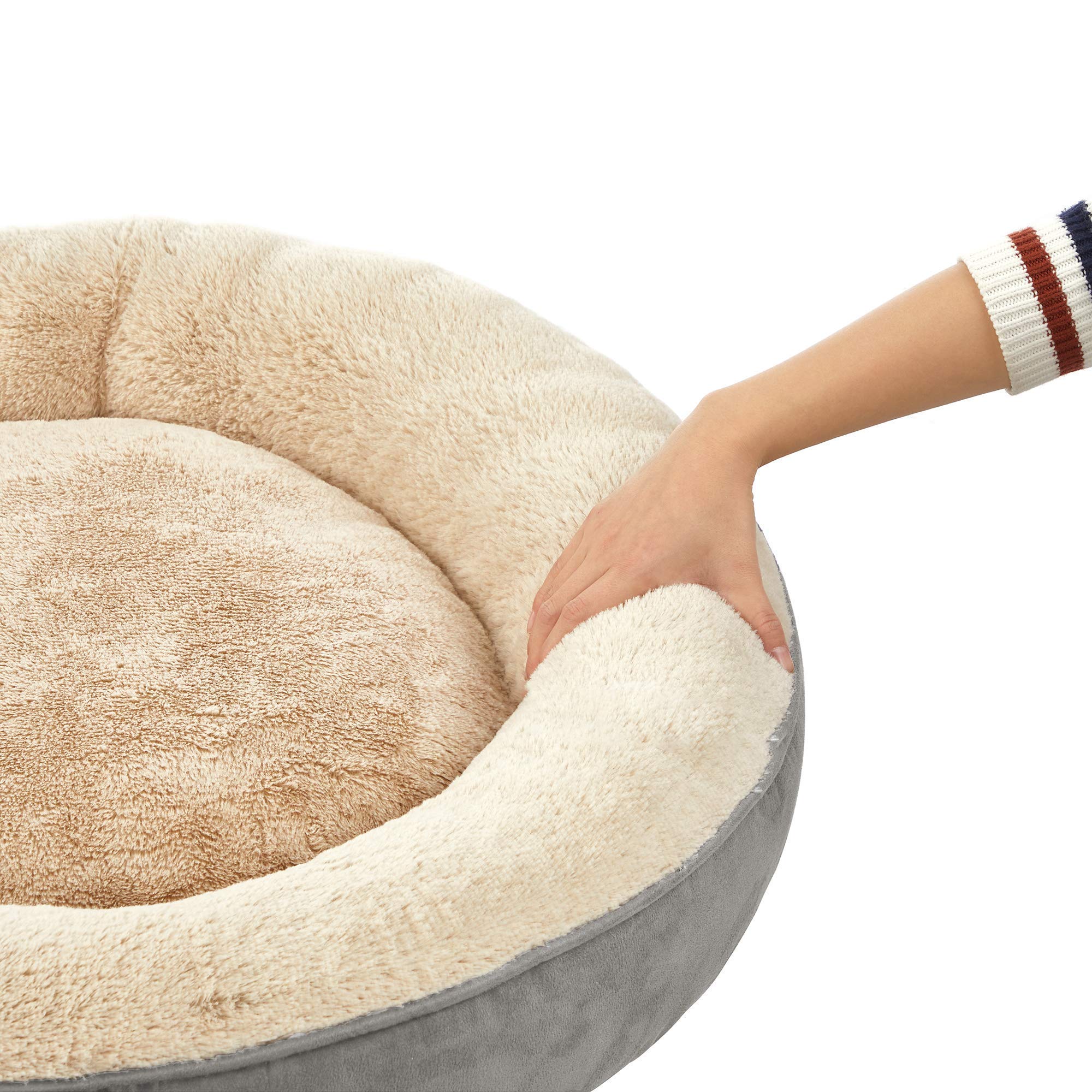 Feandrea Okrągły kosz dla psa, legowisko dla kota pączka, ø 60 cm, jasnoszary PGW060G01