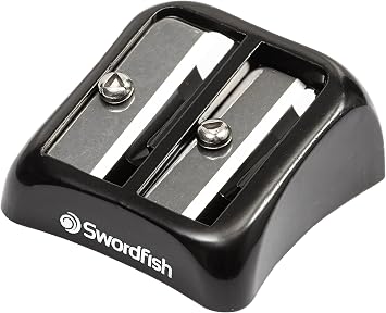Swordfish Blinc Blinc Double-Hole Zinc Pencil Sharpener with Strong Metal Casing [Pack of 1] 40286,Black