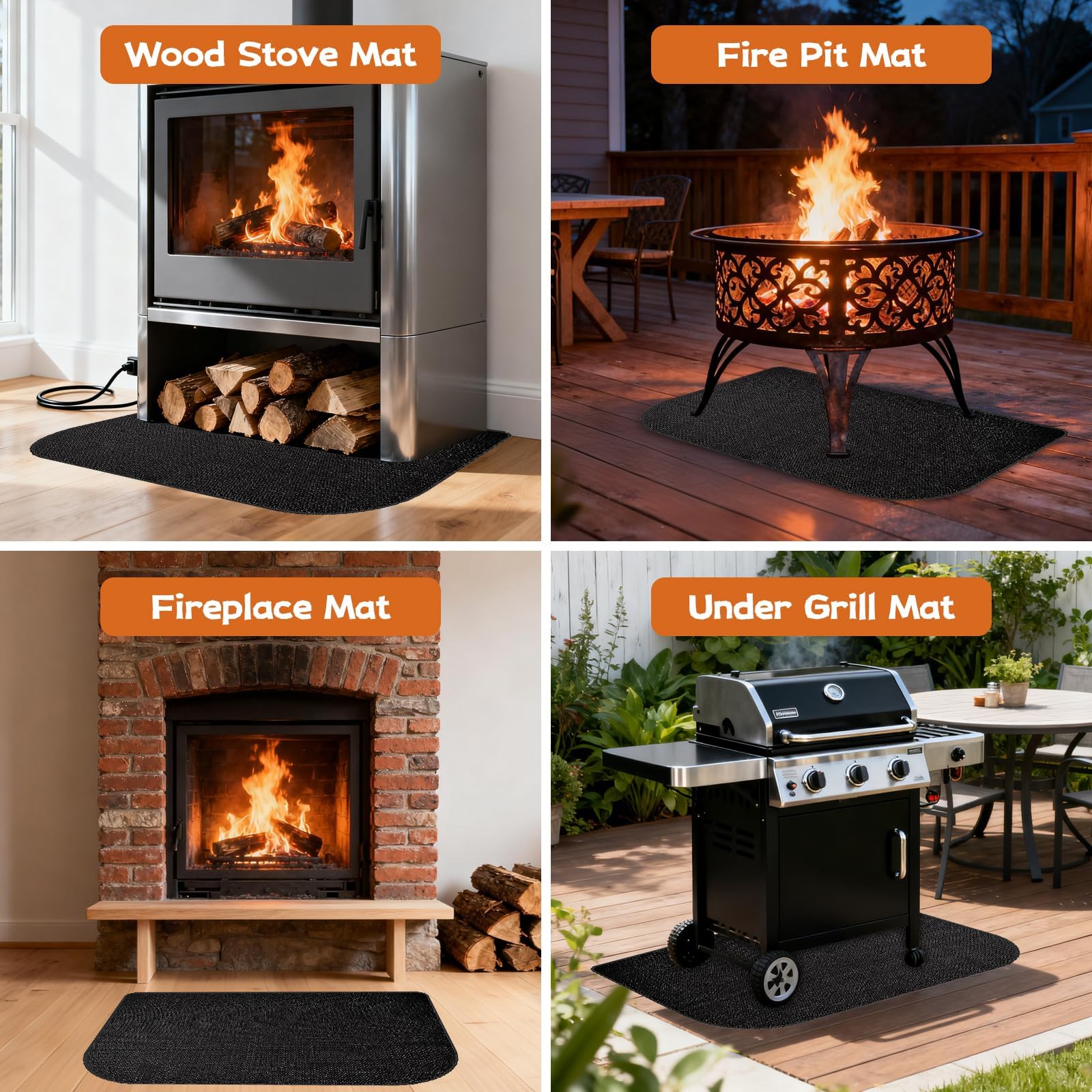 Alfombrilla Ignifuga, Alfombra Ignifuga para Chimenea 80x50cm, Alfombra Ignifuga Semiredonda, Alfombras Ignífugas Chimeneas, Protector Suelo Chimenea, Proteger el Suelo contra chispas
