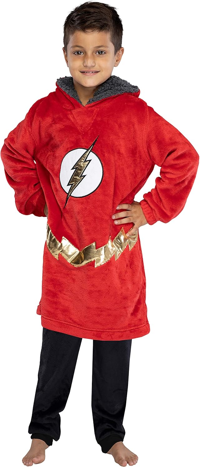 DC Comics Justice League Kids Superhero Oversized Sherpa Sweatshirt Lounge Hoodie - Image 3