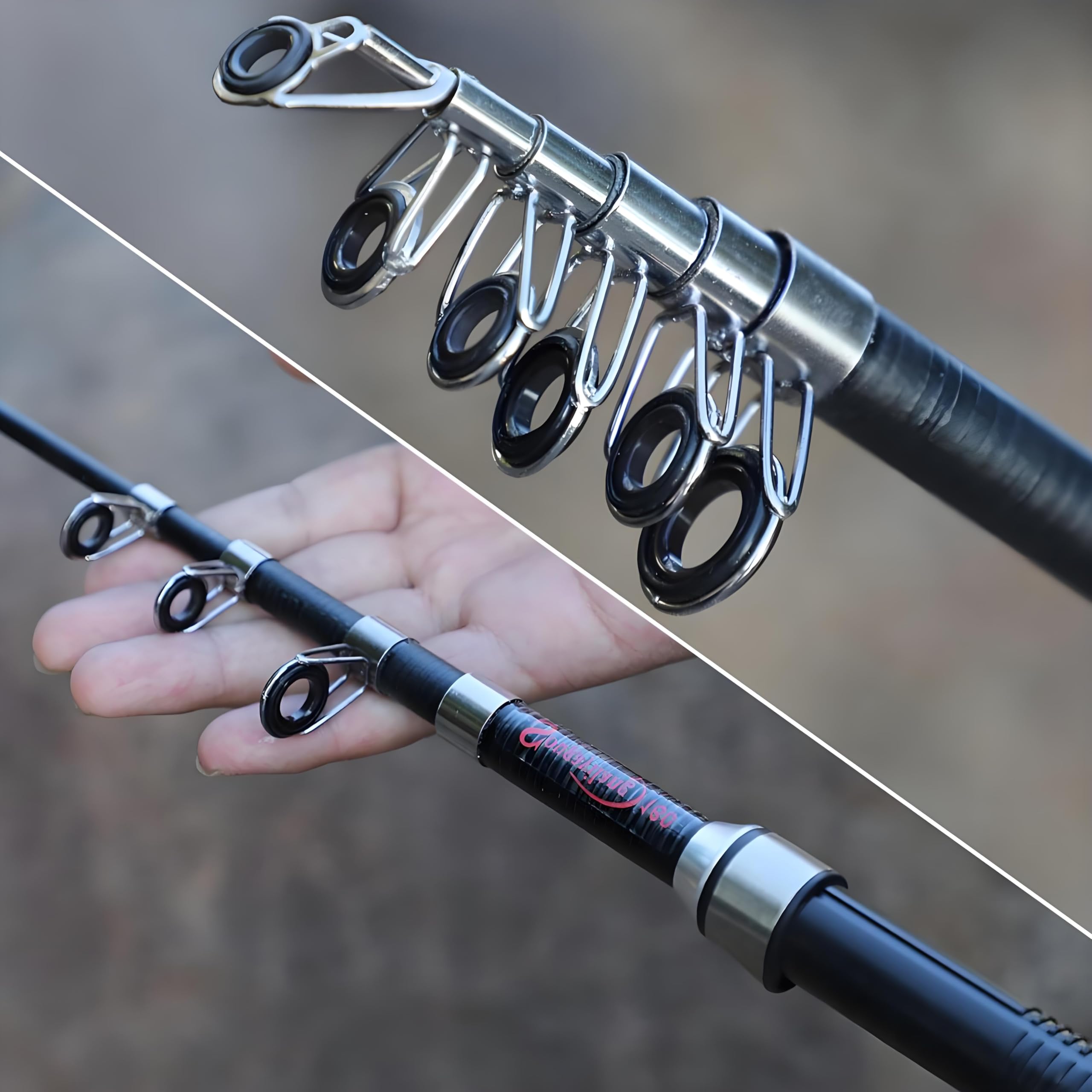 CHENNAN Lot de 10 Anneaux de Guidage pour Canne à Pêche en Acier Inoxydable et Céramique - Kit de Réparation Portable