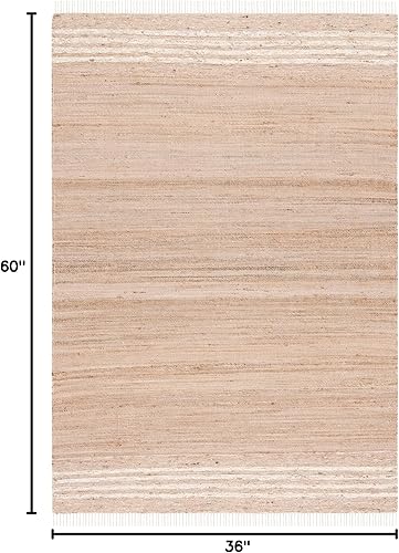 Miniatura 10 de Safavieh Natura Collection NAT872A - Alfombra de camino de lana y yute costero y de yute y lana de 2 pies 3 pulgadas x 9 pies color natural y marfil