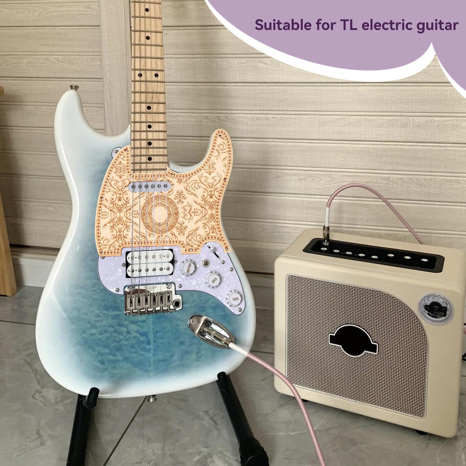 Battipenna per chitarra TL con set di pannelli di controllo del volume, protezione per piastra in legno d'acero Sostituzione del battipenna Telecaster