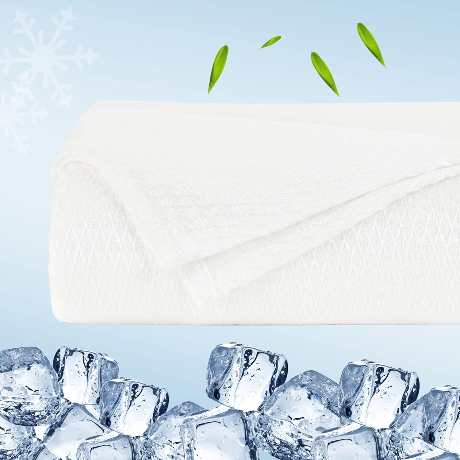 PiccoCasa Cooling Blanket All Seasons Breathable for Hot Sleepers, Soft and Lightweight for Bed, Sofa Thin Blanket Summer Keep Cool Queen 90"x90" White