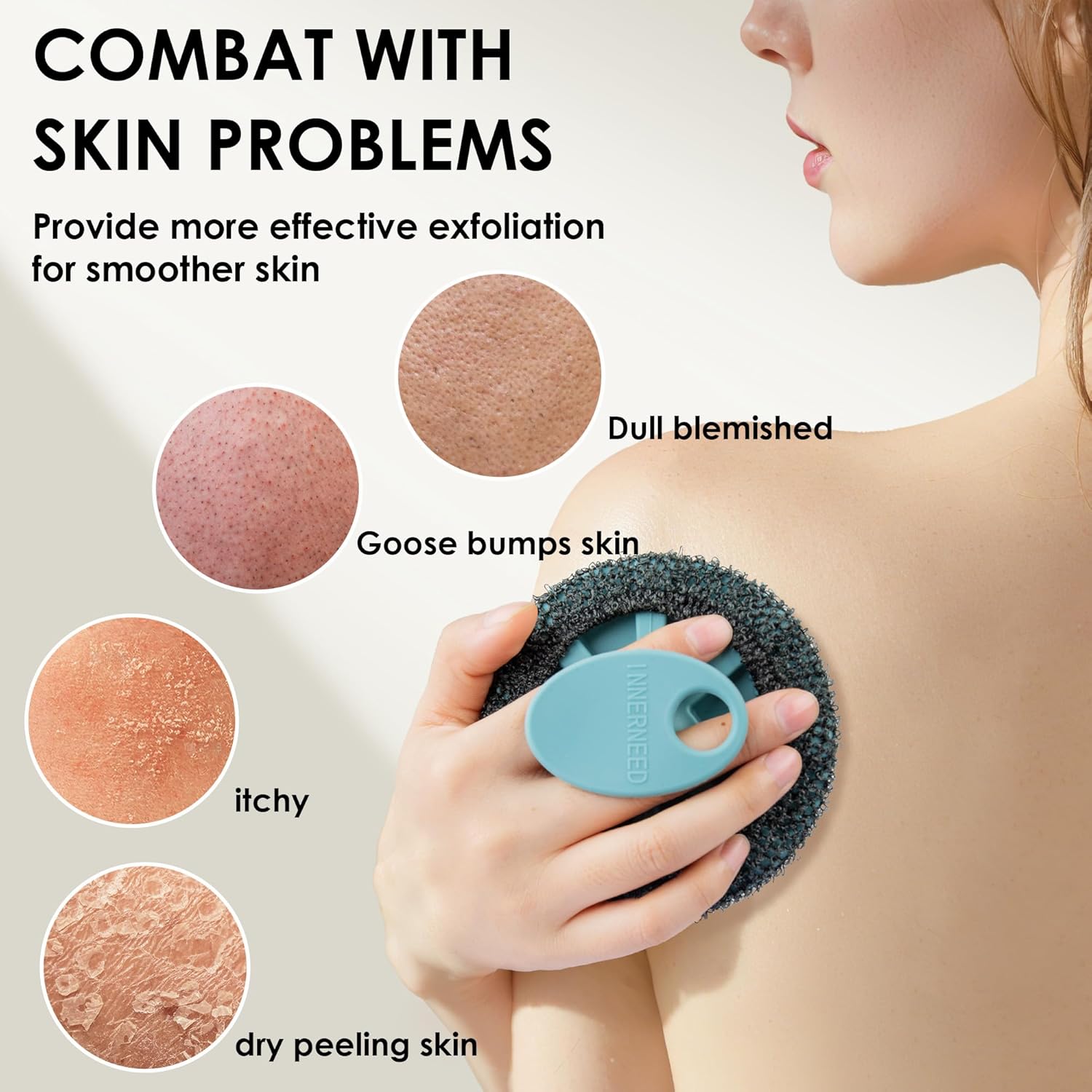 INNERNEED Bath Loofah Shower Sponge Mesh Case Exfoliating Net Washcloth Body Scruuber, for Women and Men, Fit for All Skin Types (Dark Green) - Image 3