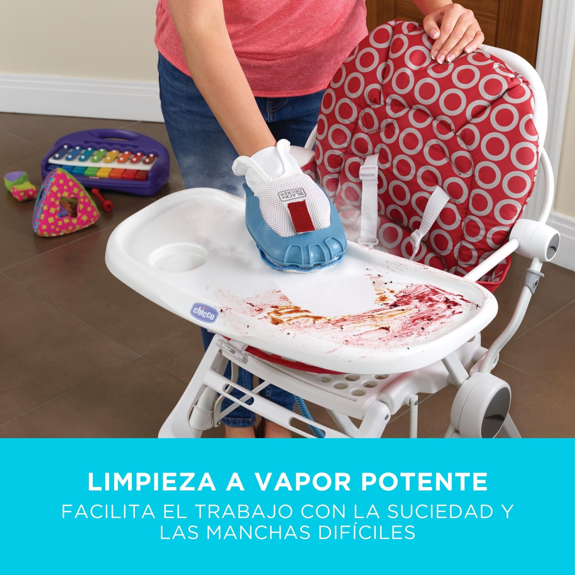 BLACK+DECKER Fregona a vapor y limpiador de mano multifunción 10 en 1 con guante y accesorios STEAMitt, BHSM1615DAM-QS