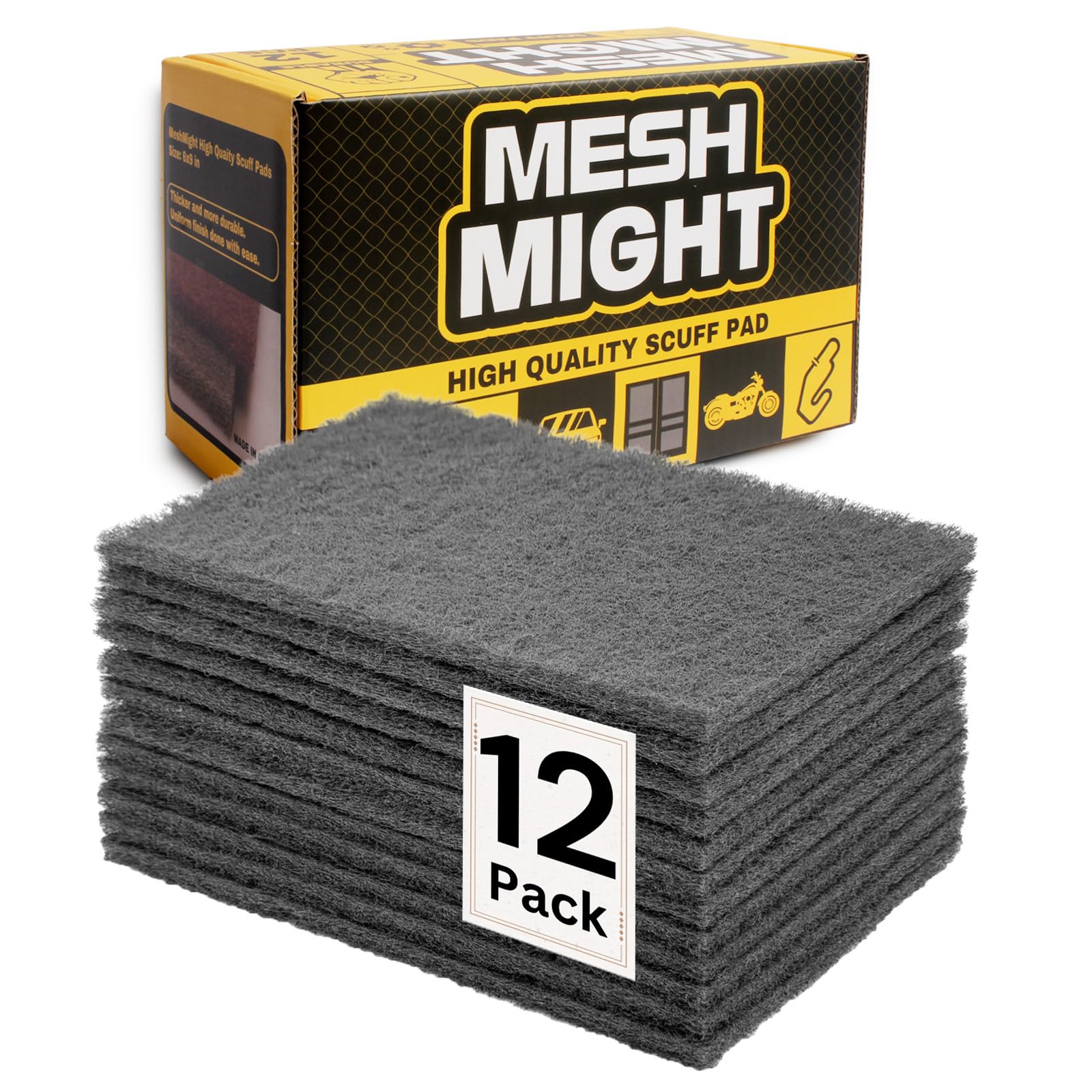 Red Scuff Pads - 12 Pack P320 Abrasive for Auto & Wood -8