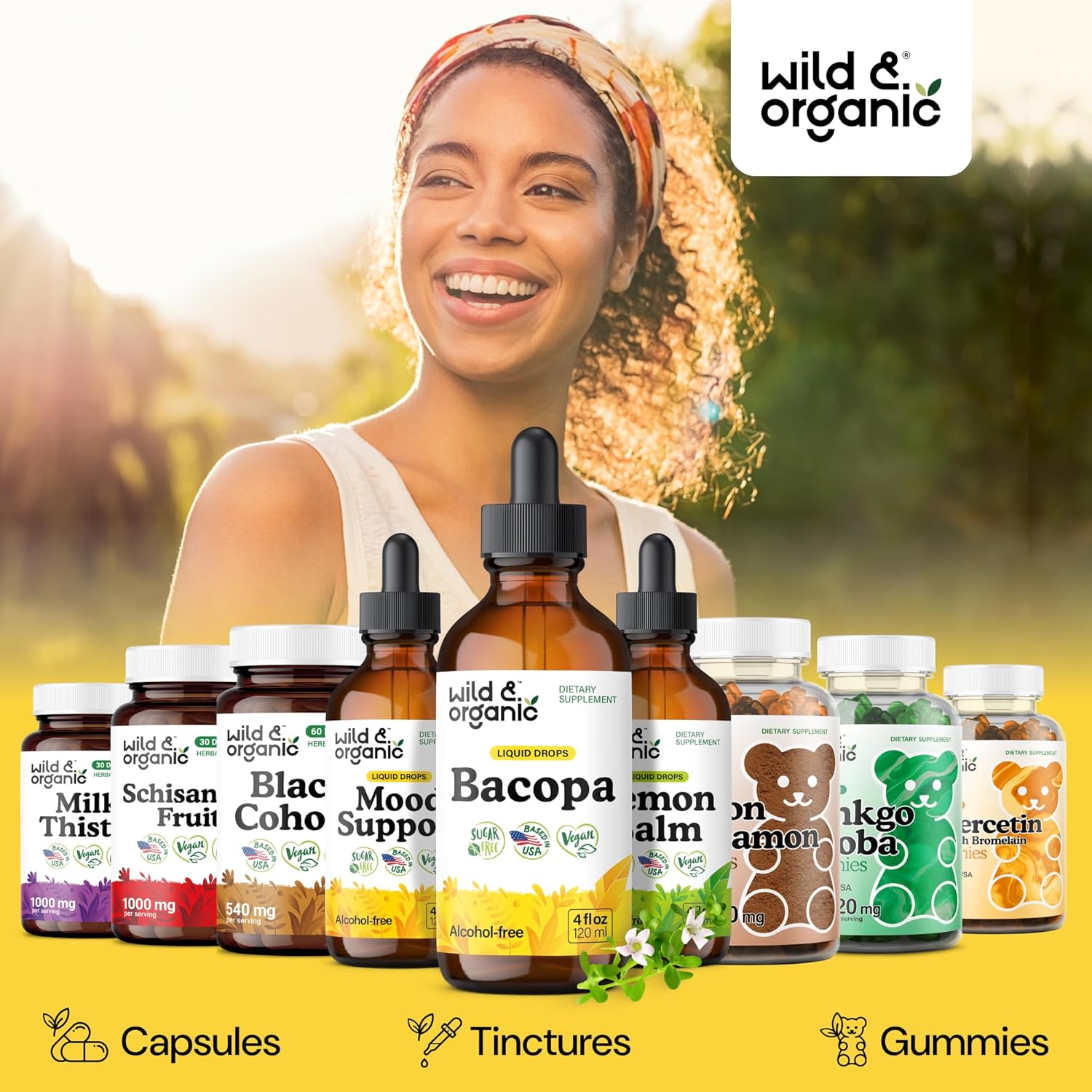 Wild & Organic Bacopa Liquid Drops - Herbal Tincture for Brain Support - Vegan Supplements with Bacopa Monnieri Extract Liquid - 5-Month Supply - Sugar & Alcohol-Free - 4 fl oz - Image 5