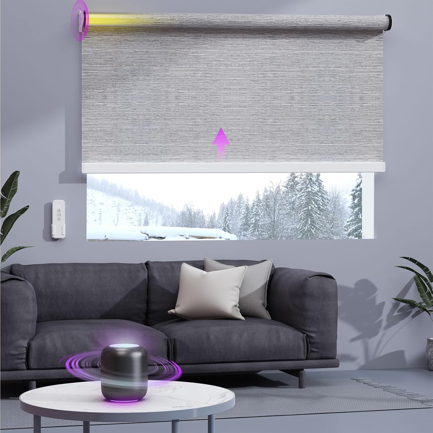 Astomi Motorized Smart Blinds for Windows, Automatic Roller Blackout Shades with Remote Control Compatible with Alexa Google Assistant Customized (Foggy Grey) Astomi Motorized Smart Blinds for Windows, Automatic Roller Blackout Shades with Remote Control Compatible with Alexa Google Assistant Customized (Foggy Grey)