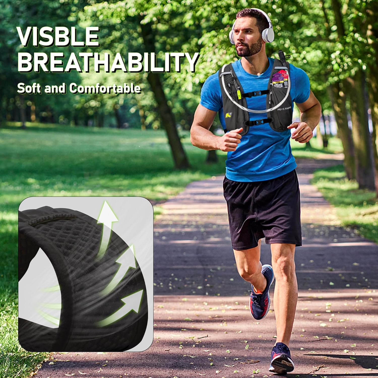 N NEVO RHINO Running Vest, Lightweight Hydration Vest, Insulated Water Backpack with 1.5L Water Bladder for Hiking, Trail, Running,Marathons,Cycling - Image 8