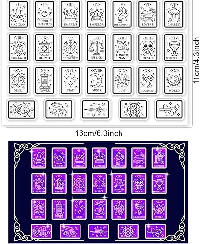 Miniatura 2 de CRASPIRE Tarjetas de tarot, sellos transparentes de silicona para álbumes de recortes, diario, hacer palabras misteriosas de luna mística,