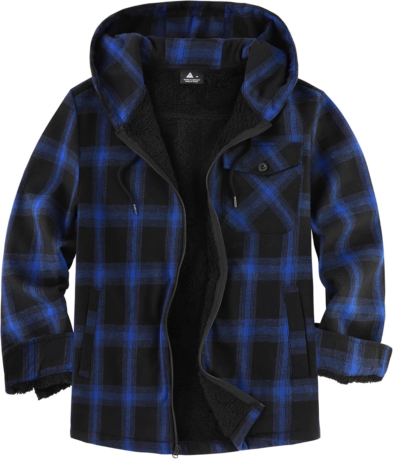 SCODI Men's Flannel Plaid Jacket Warm Sherpa Lined Fleece Hoodies for Men Zip Up Thick Jackets Winter Coat with Pocket