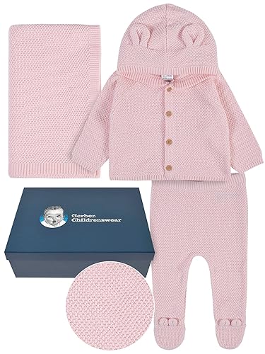 Miniatura 2 de Gerber Conjunto de regalo de ropa de punto unisex de 3 piezas para bebé, color rosa 3-6 meses