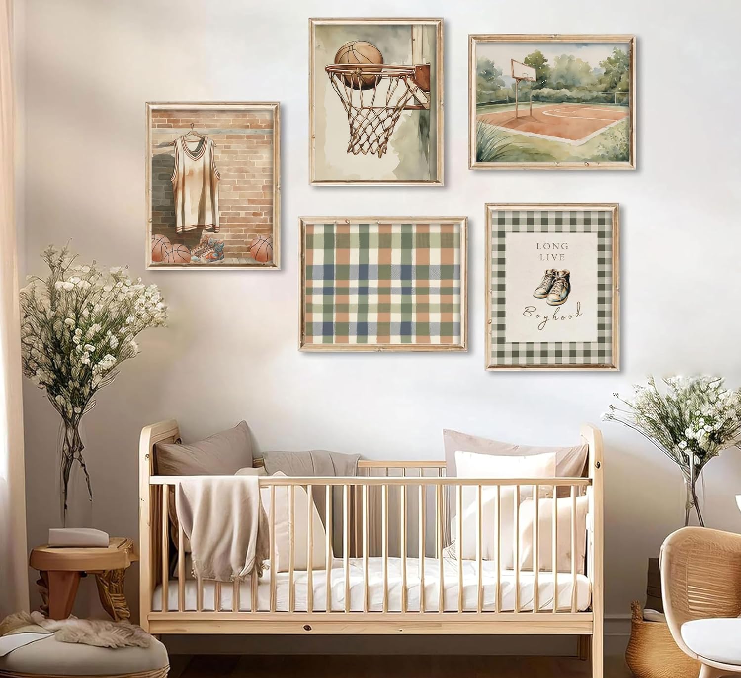 KVBJZYZ Vintage Basketball Nursery Wall Art Sport Prints Boy Room Canvas Decor Vintage Nursery Painting Neutral Sport Kids Room Printed Artwork for Playroom 8x10x5 Inch Unframed