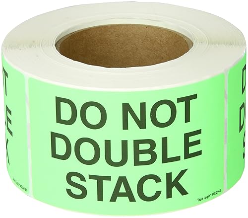 Tape Logic Aviditi Tape Logic - Adhesivo adhesivo de advertencia verde fluorescente "Do Not Double Stack" de 3 x 5 pulgadas, para envío,