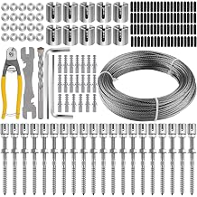 30M Garden Wire Trellis for Climbing Plants, TOROKOM Stainless Steel Heavy Duty Wire Trellis Kit Wall Plant Climbing Steel Wire Rope Cross Clamp Cable Trellis System Kit for Flower Vines Vegetable