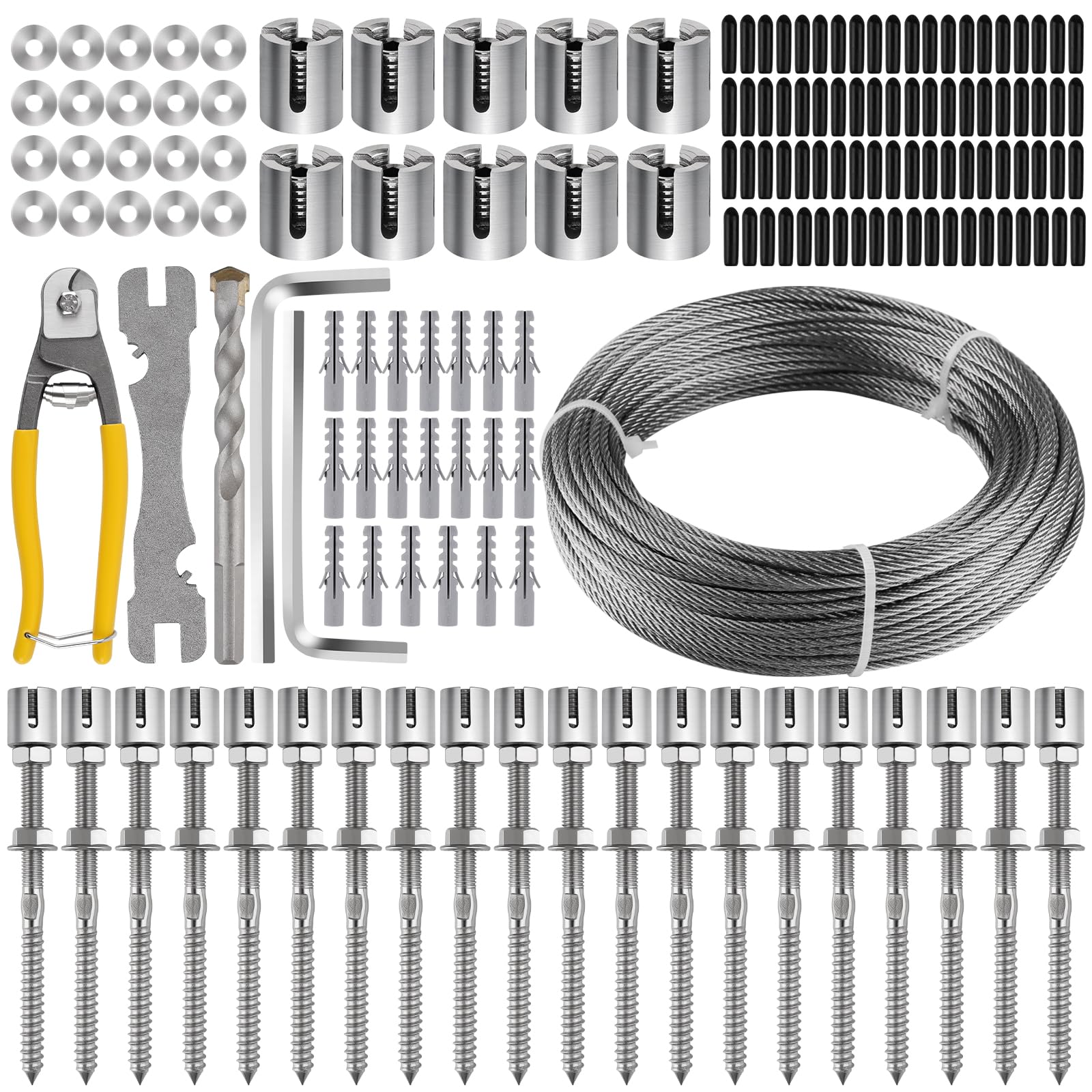 30M Garden Wire Trellis for Climbing Plants, TOROKOM Stainless Steel Heavy Duty Wire Trellis Kit Wall Plant Climbing Steel Wire Rope Cross Clamp Cable Trellis System Kit for Flower Vines Vegetable