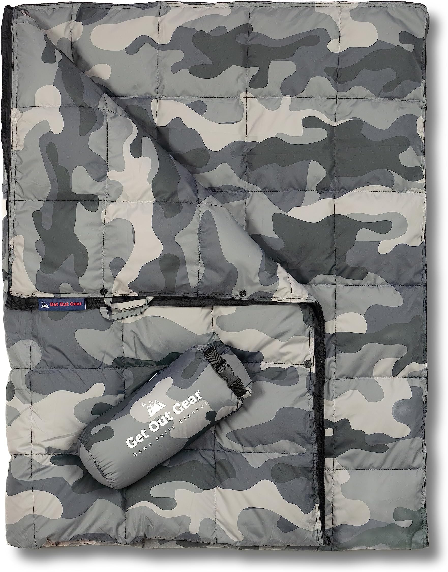 Get Out Gear Down Camping Blanket - Puffy, Packable, Lightweight and Warm | Ideal for Outdoors, Travel, Stadium, Festivals, Beach, Hammock | 650 Fill Power Water-Resistant Backpacking Quilt