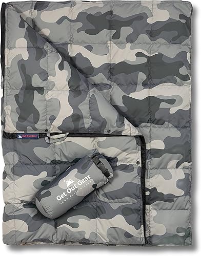 Manta de campamento de plumón hinchada, plegable, ligera y cálida  ideal para exteriores, viajes, estadio, festivales, playa, hamaca  650 relleno