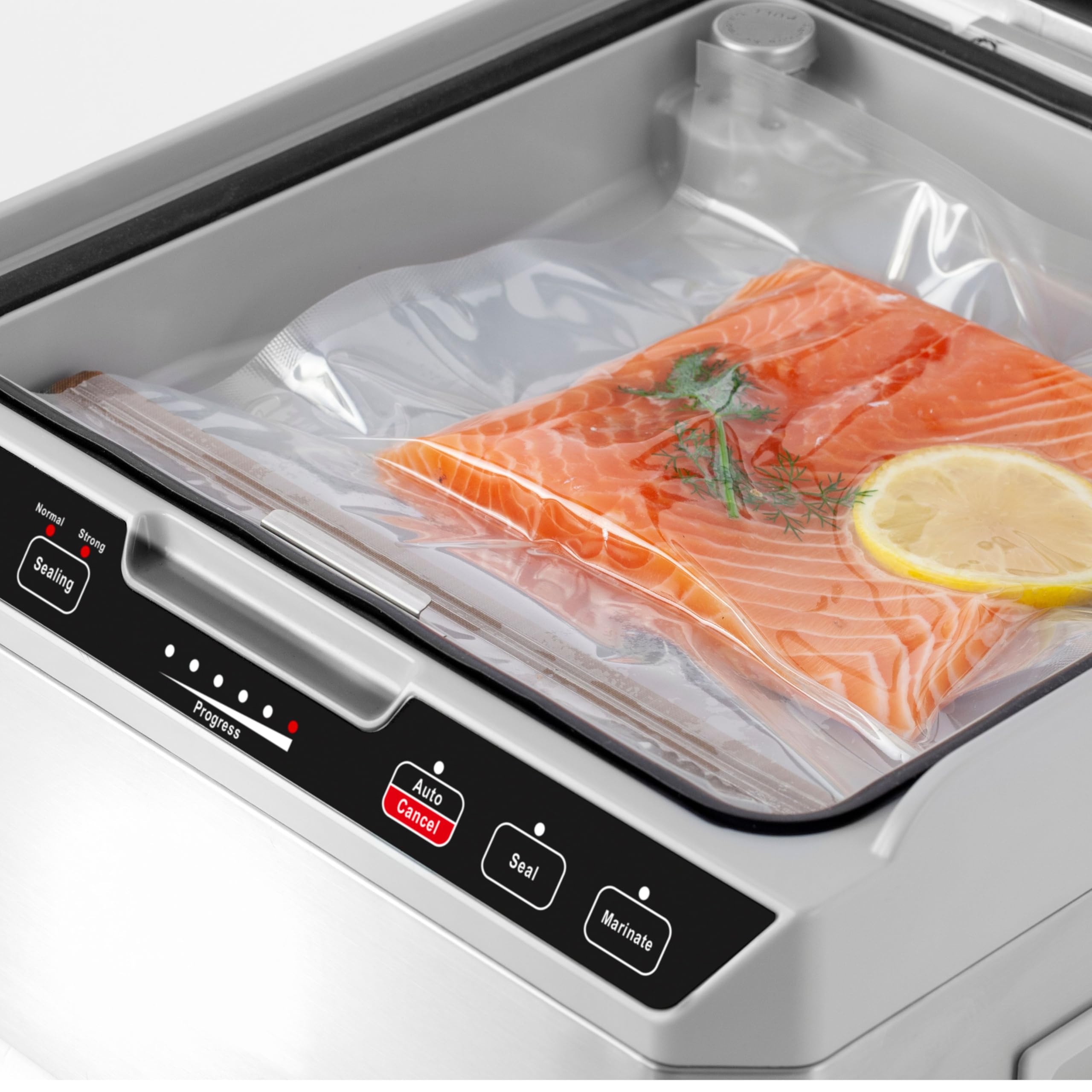 CASO VacuChef 40 - Macchina sottovuoto professionale compatta a camera per alimenti, aspirazione potente da 70 L/min, capacità di 3 litri – acciaio inox
