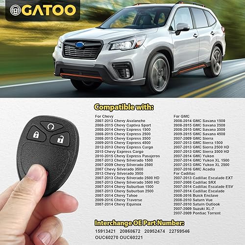 Miniatura 3 de Llavero de repuesto con control remoto sin llave para Chevy Silverado Suburban Tahoe Avalanche Equinox GMC Sierra Yukon Acadia Savana Escalade