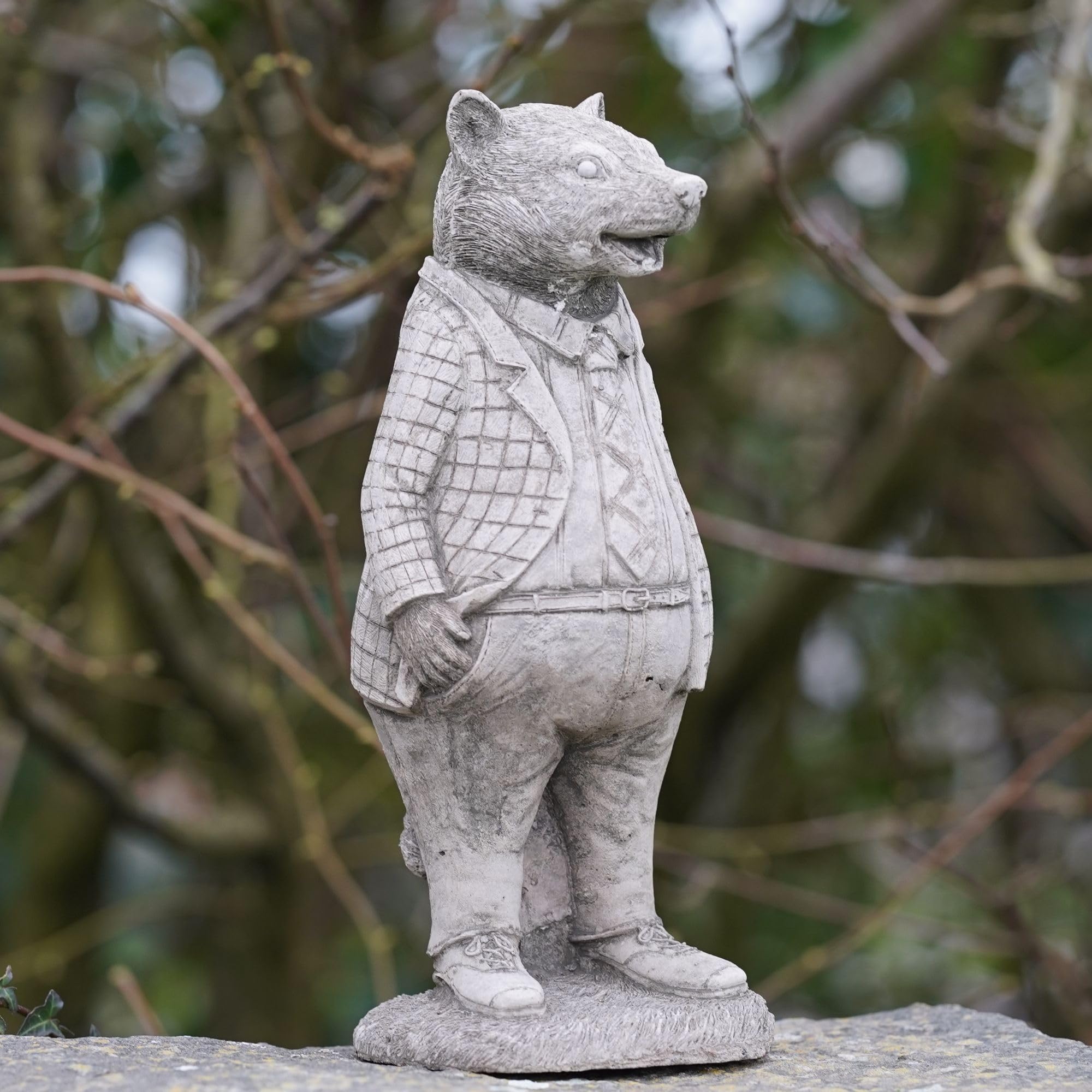 Mr Badger Stone Statue | Wind in the Willows Animal Garden Ornament Outdoor Mole
