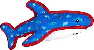 The Worthy Dog Chomp Shark Chew Toy Red/Blue, Fun Fetch Play with Squeaker for Dogs Durable Material for Aggressive Chewers - Large