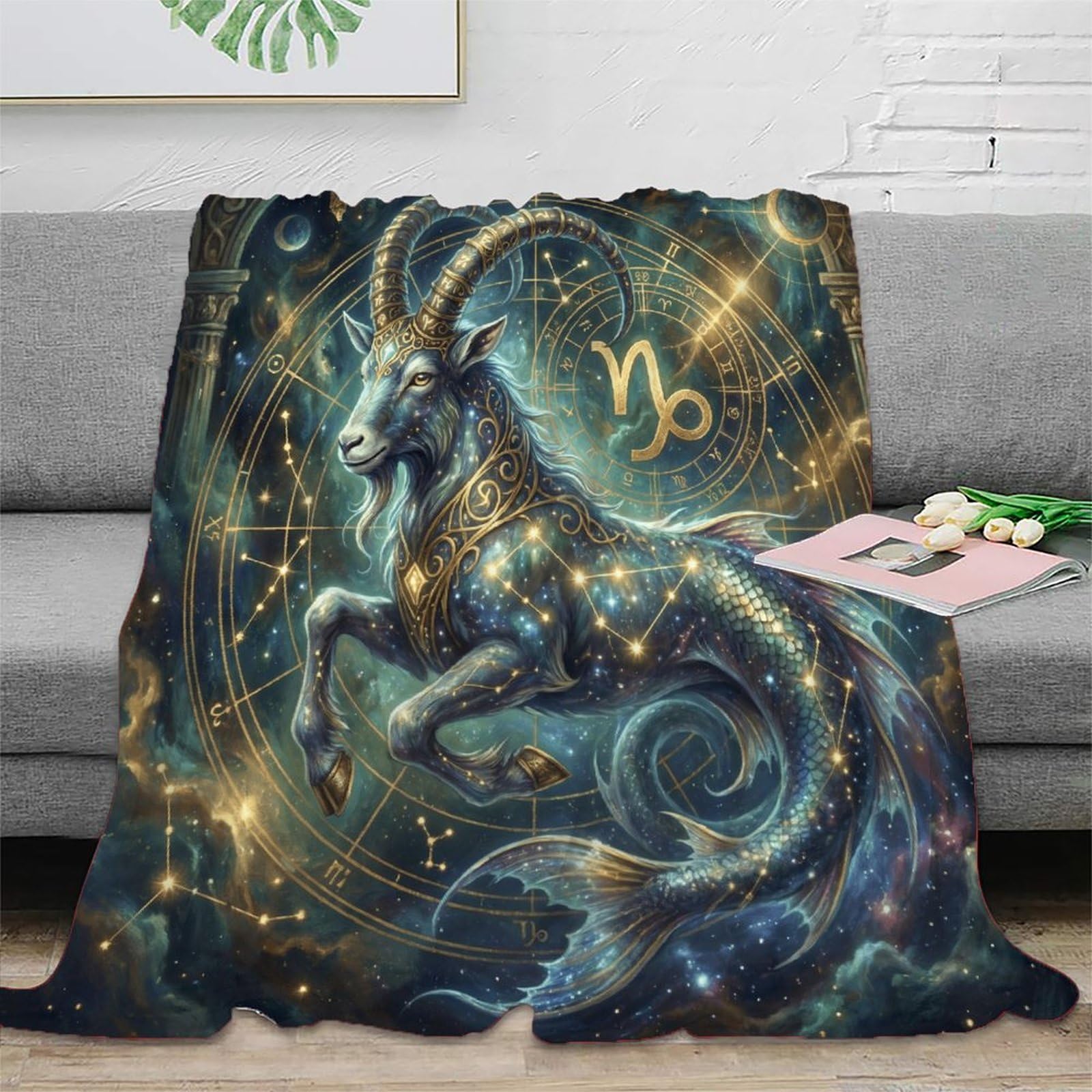 W7C8U2X3 Capricorn Zodiac Constellation Warm Throw Blanket, TV Time Sofa