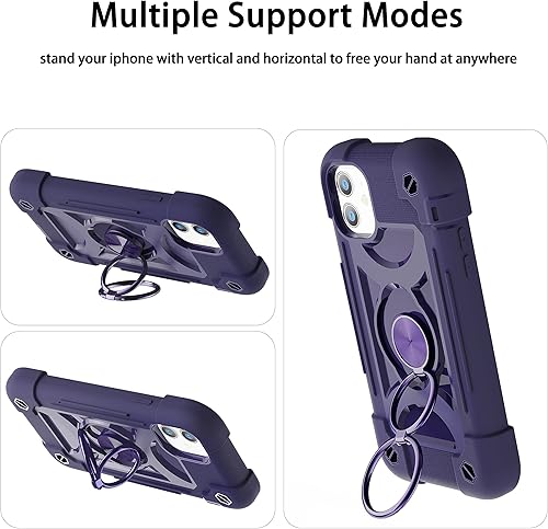 Miniatura 6 de MARKILL Funda compatible con iPhone 11 de 6.1 pulgadas con soporte de anillo giratorio de 360, protección contra caídas de grado militar, carcasa