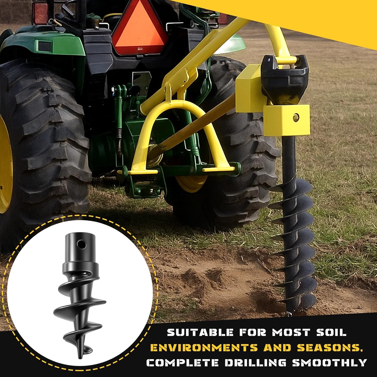 Hicarer Bolt on Spiral Point Auger Pilot Tip Post Hole Digger Screw Point Replacement Part Single Bit 1-7/8" Shank Diameter for Heavy Duty 6-24" 2" ID Tube Augers with Bolt on Receiver