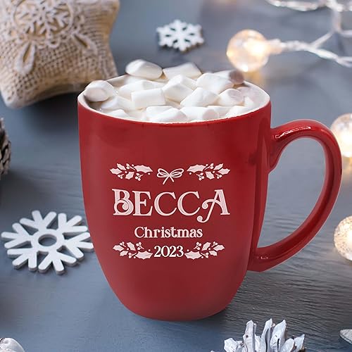 Miniatura 3 de Taza de café y chocolate caliente personalizada de 16 onzas para reuniones familiares, compañeros de trabajo, fiesta de oficina (rojo)