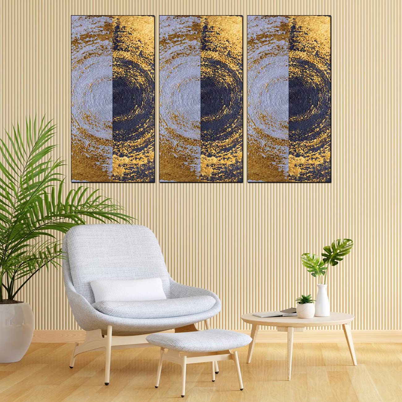 Perpetual Abstract Paintings for Wall Decoration - Set Of 3, 3d Scenery Vastu Wall Painting for Living Room Large Size with Frames for Wall Decor and Home Decoration (36 In X 24 Inch) II