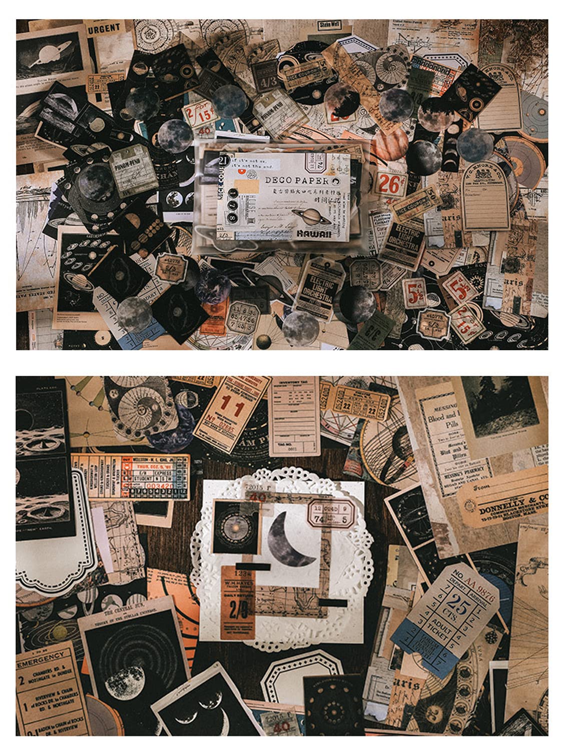 200-Piece Vintage Scrapbook Supplies Kit - Ephemera For Junk Journals, Collage, Cottagecore