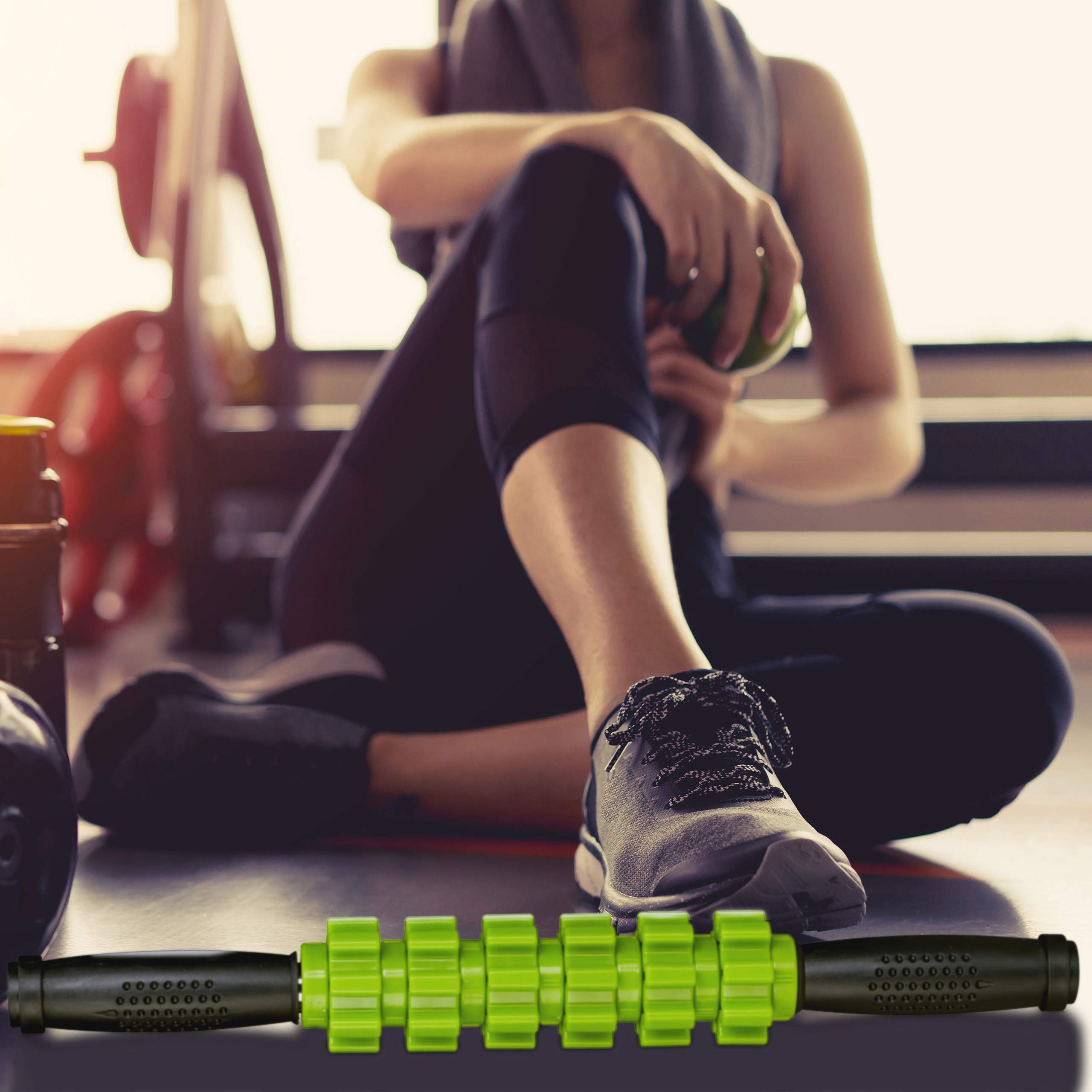 8x Rullo Massaggio Muscolare, Massage Stick, Bastone per Massaggiatore, per Schiena, Collo, Gambe, Nero Verde