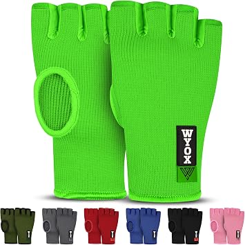 WYOX Inner Glove Hand Wraps for Boxing & Kickboxing Elasticated Wrist Support, Knuckle Protection for Muay Thai, MMA, Heavy Bag Training Men & Women
