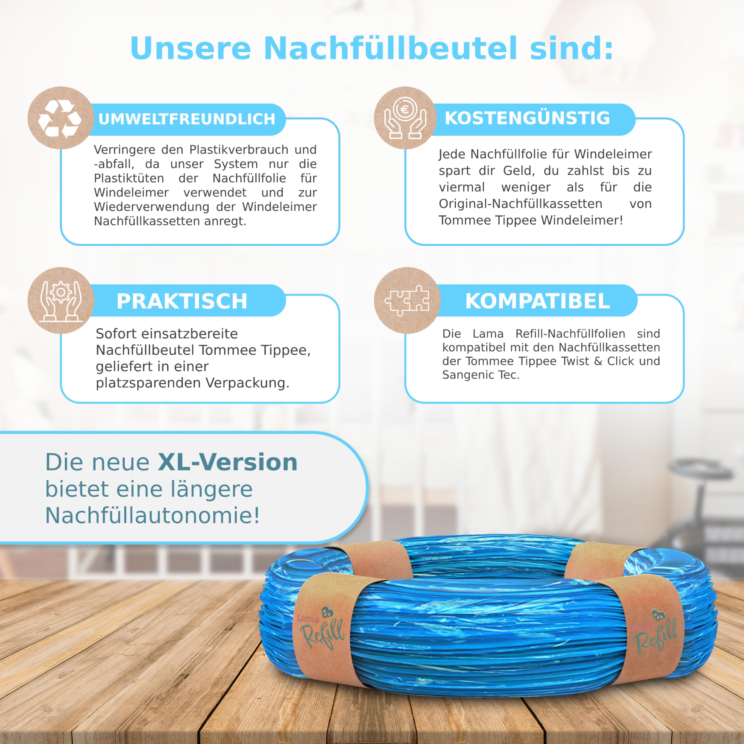 Baby Lama 10 Stück Tommee Tippee Nachfüllkassette Kompatibel, Tommee Tippee Windeleimer Mit Lavendelduft, MADE IN ITALY Nachfüllkassetten Windeleimer Kompatibel Twist & Click, Sangenic Tec