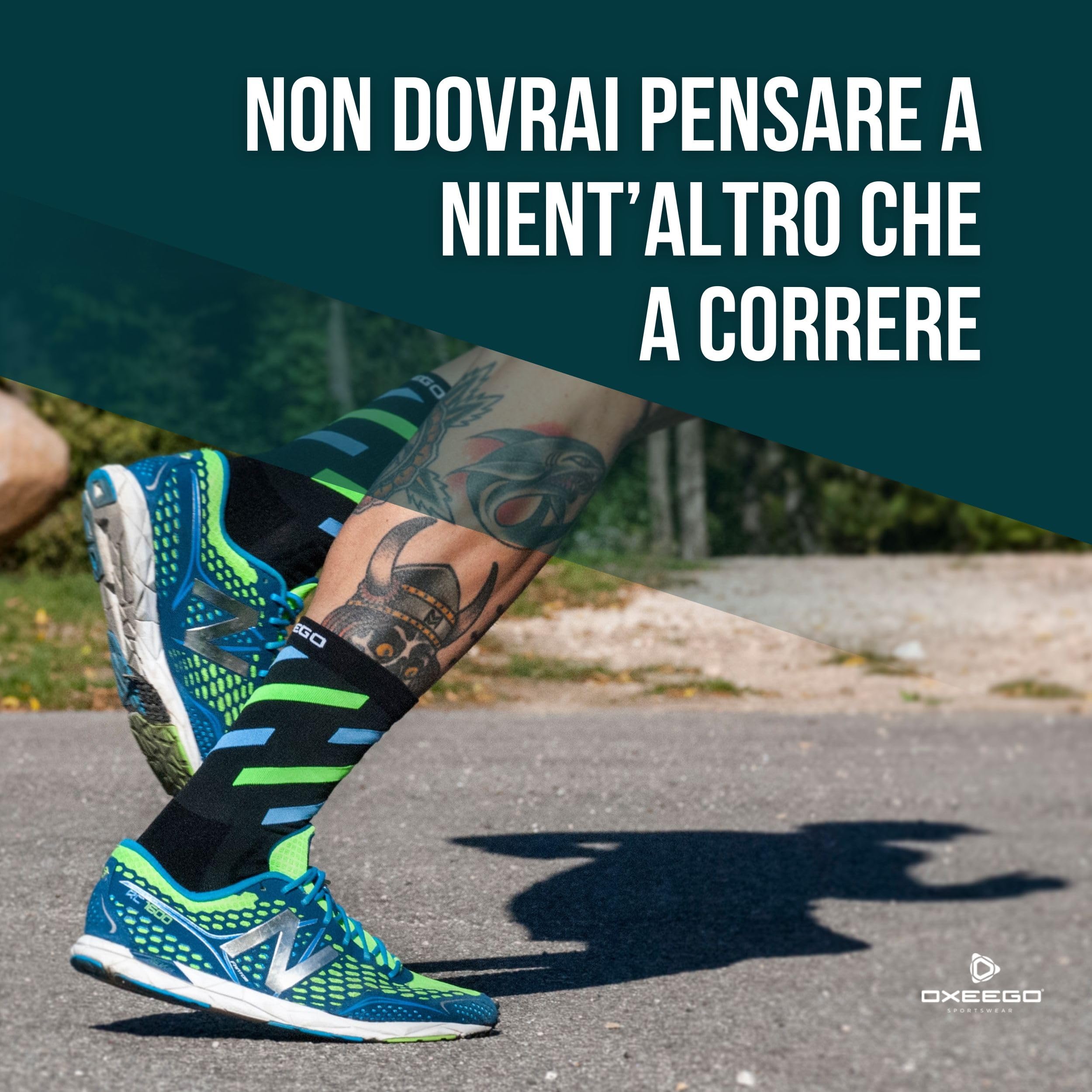 Calze Running a Compressione, Termiche, Ossigenanti e Antibatteriche - Calzini Rinforzati da Corsa su Strada e Terreni Misti (Stripes)