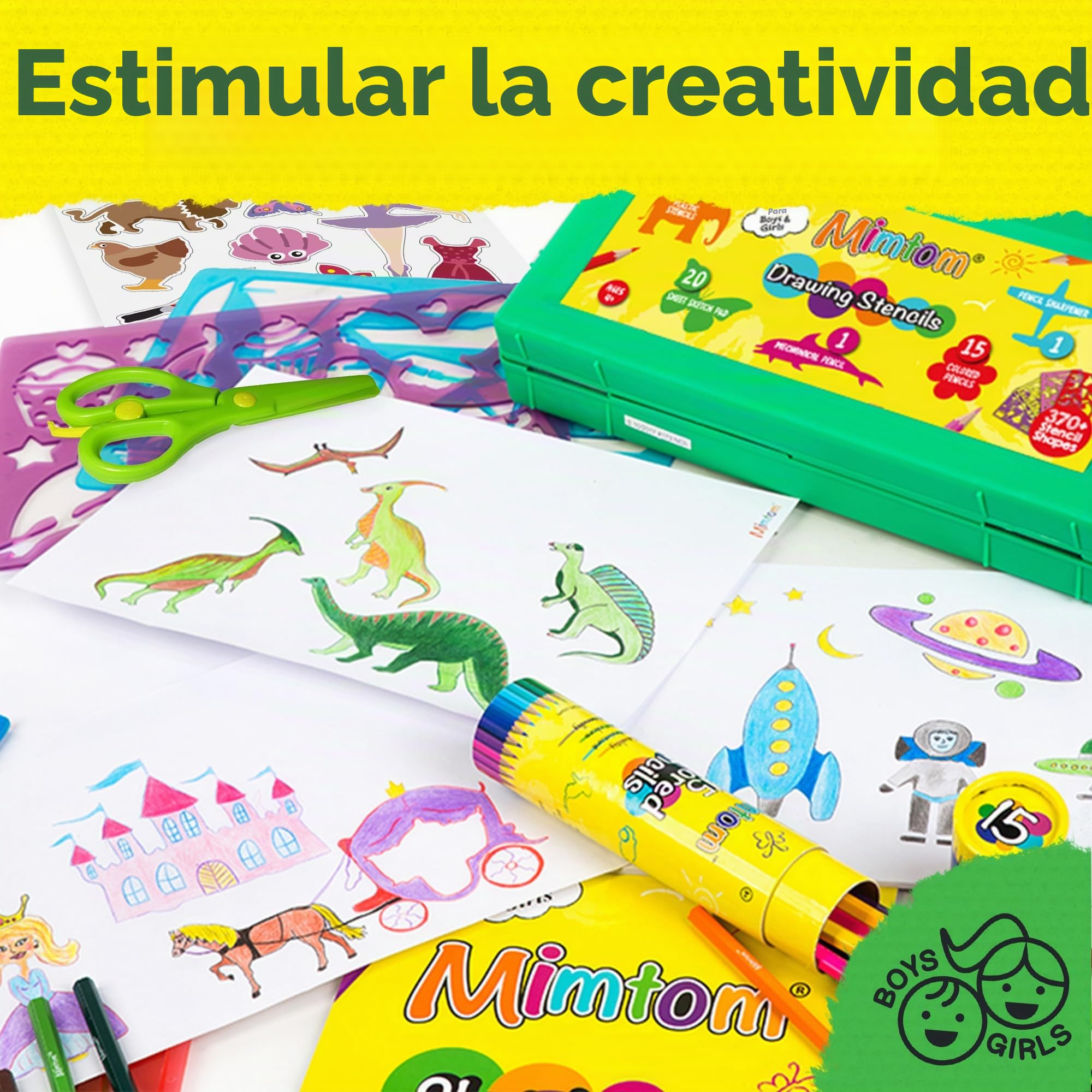 Plantillas de Dibujo Kit de Manualidades para niños con 370 Figuras | Plantillas para Pintar Que desarrollan la Creatividad | Desde los 3 años
