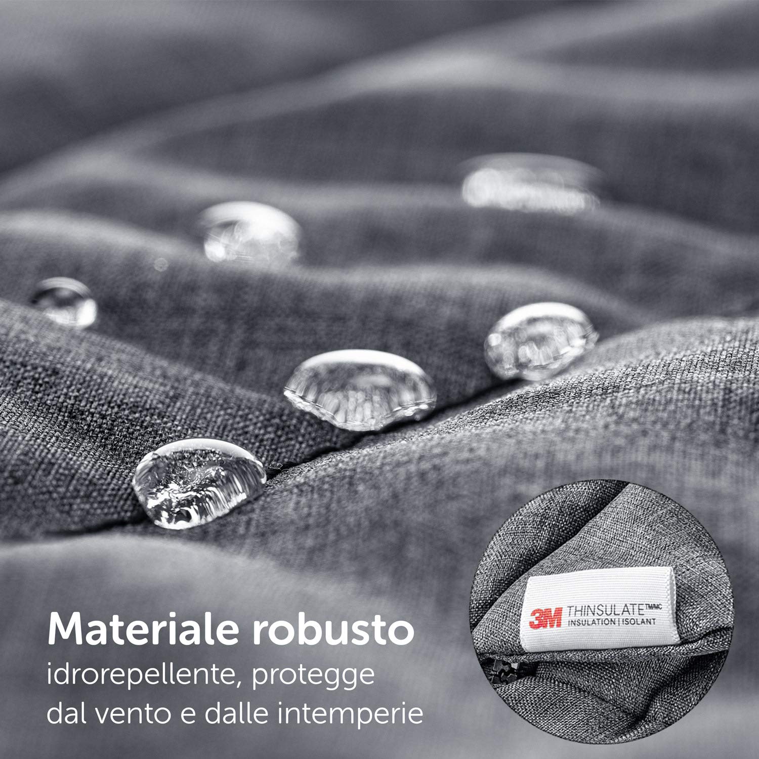 Zamboo Sacco Ovetto Invernale 3M PRO (per Seggiolini Auto a 3 o 5 Punti Cintura) / Sacco Termico per Ovetto Thinsulate, Con Borsa - Grigio