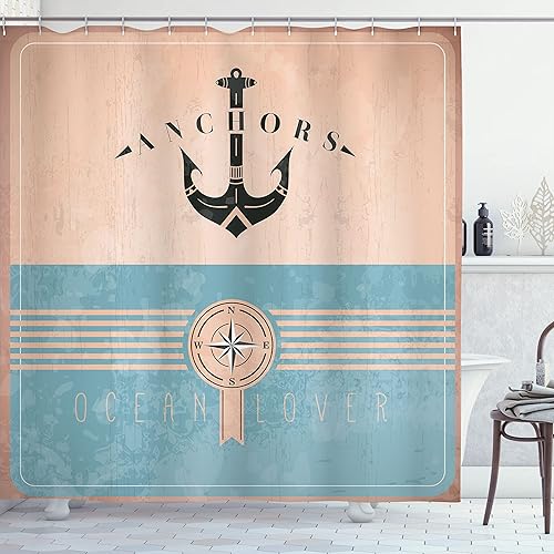 Miniatura 52 de Ambesonne Jukebox - Cortina de ducha, estilo garabato, caja de música retro, monedas, juego de decoración de baño de tela con ganchos, 69 pulgadas