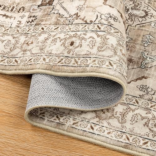 Miniatura 4 de Pauwer Alfombra de pasillo de 2 x 6 pies, suave, envejecida, lavable, antideslizante, no desprende pelusa, alfombra de área de cocina, alfombra