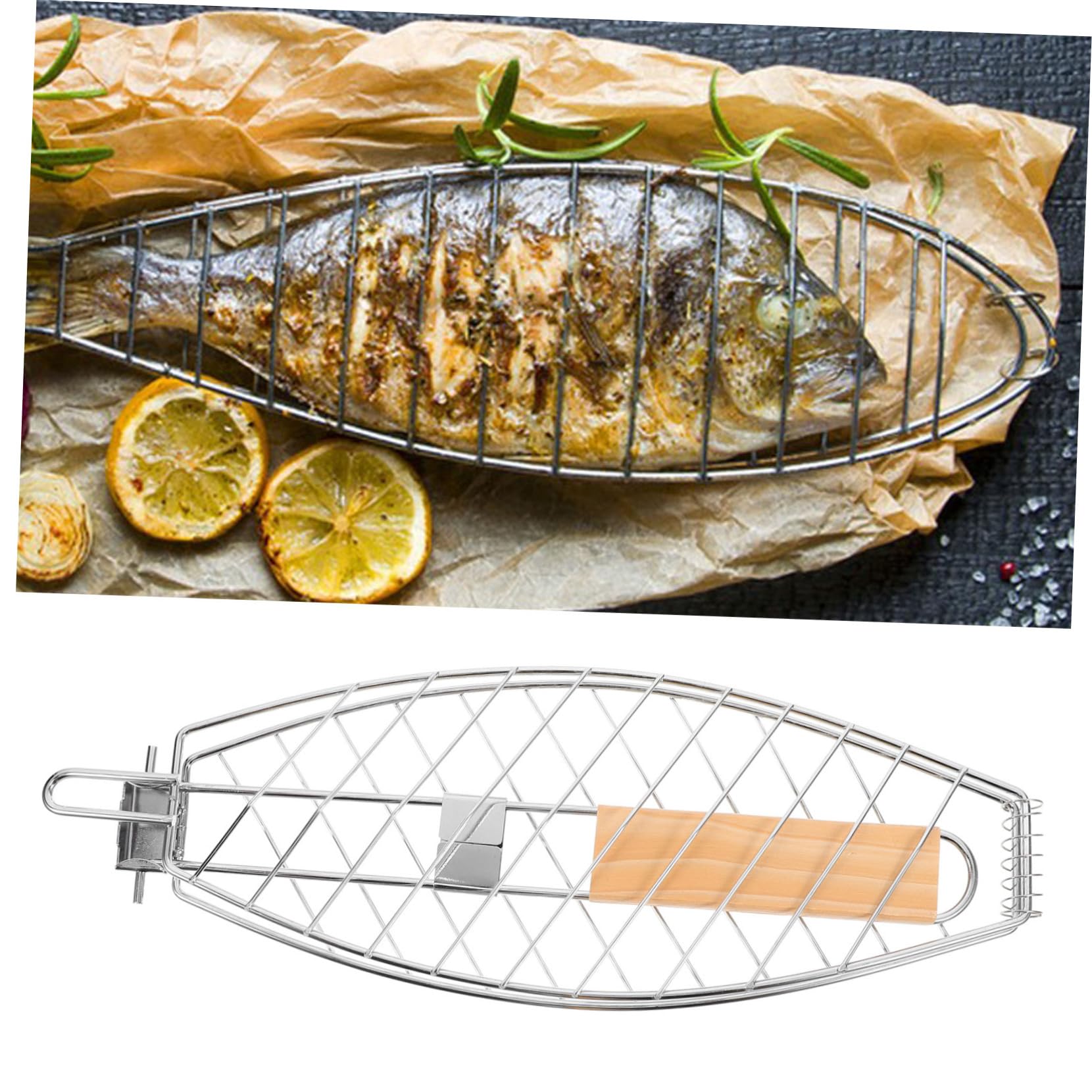 Ciieeo 4stücke Grillkorb Für Fisch Und Abnehmbarer BBQ-grillkorb Mit Ergonomischem Griff Für Wenden Für Camping Und Grillpartys Leicht Zu Reinigen