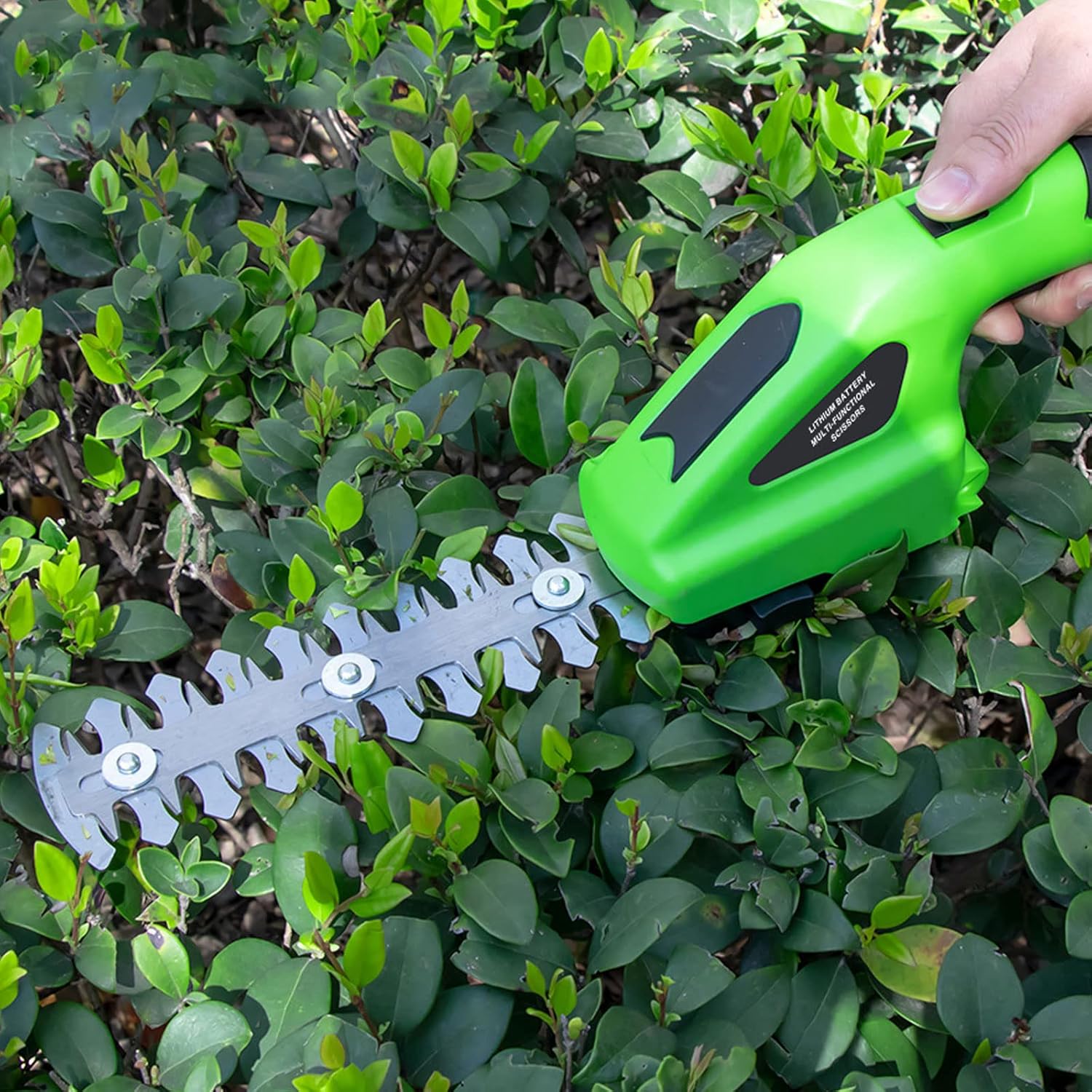 3.6V Cordless Hedge Trimmer & Grass Shear with 1300mAh Lithium-Ion Battery, Edging and Shrub Shear, 2 Interchangeable Blades