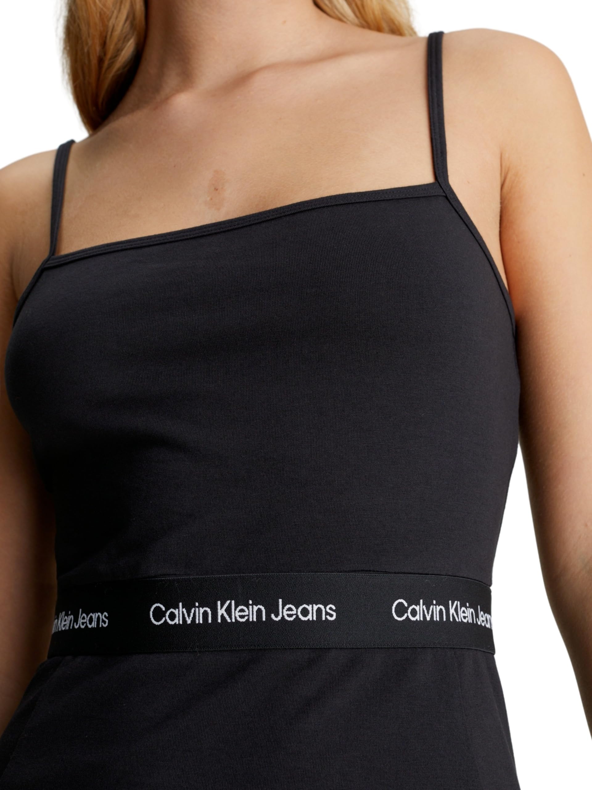 Calvin Klein Logo Elastic Strappy Dress J20j219644 Robes évasées Femme