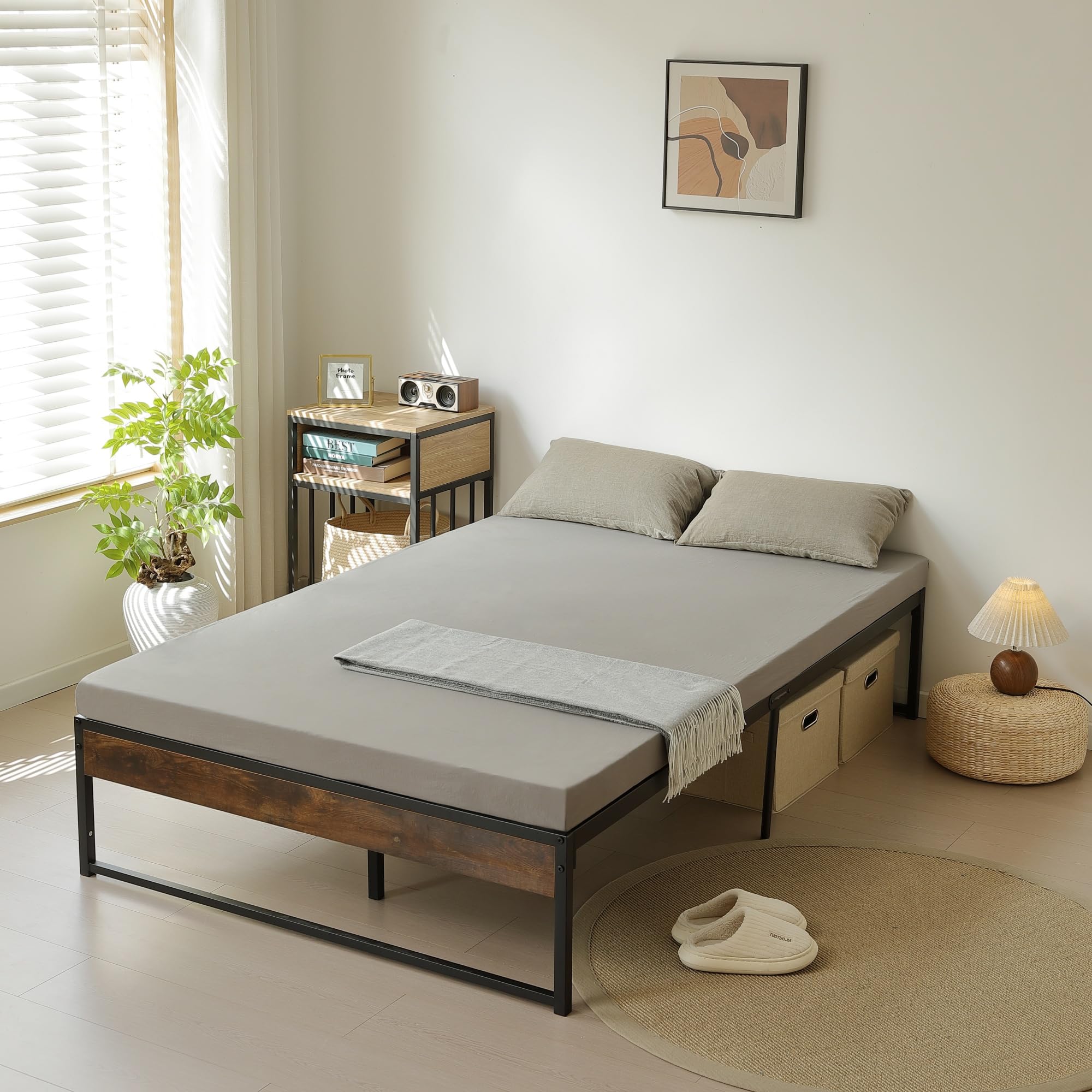 Amazon｜ベッドフレーム ダブル パイプベッド すのこ 木製調 ヘッド