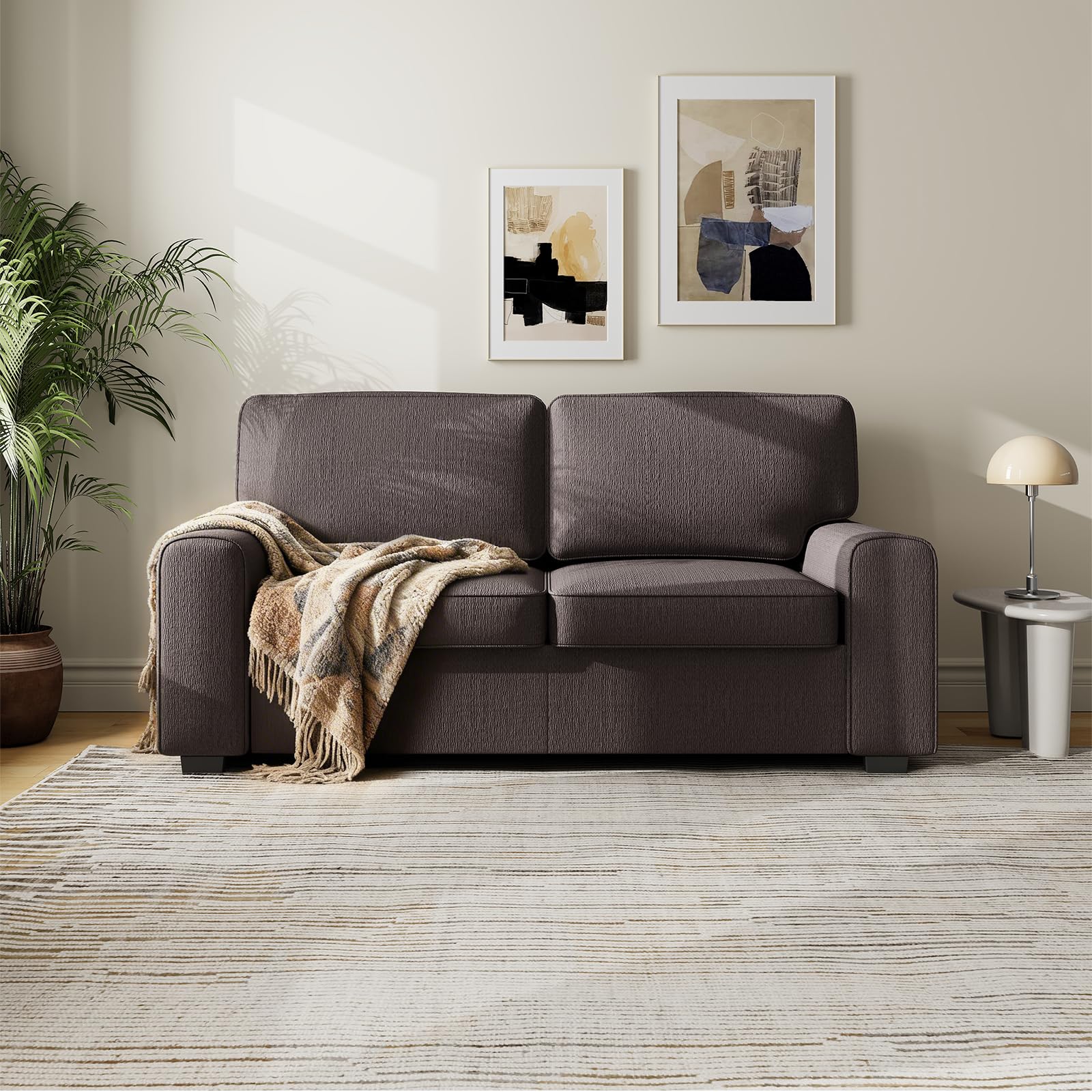 69.6" Modern Gray Loveseat Couch for Small Spaces, Cozy Chenille 2-Seater Sofa with Anti-Sag Spring Cushions & Heavy-Duty Metal Frame, Tool-Free Quick Assembly for Apartments, Studios | Loveseat Sofa (Left armchair only)