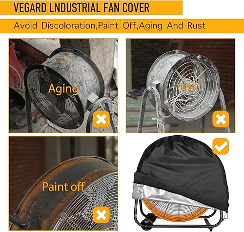 Miniatura 6 de VEGARD Cubierta de ventilador de tambor industrial de 42 pulgadas, cubierta de ventilador para exteriores, cubierta de ventilador de tambor de